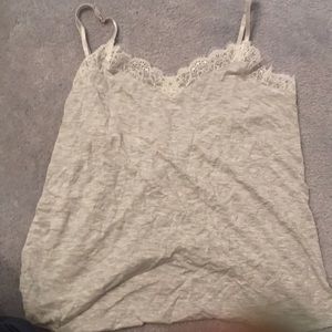 Grey and white lace trim cami